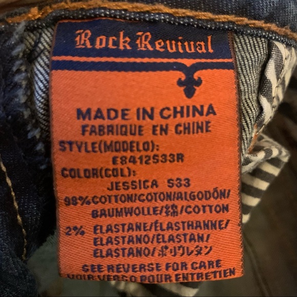 Rock revival Jessica low rise skinny jean sz 26 Embroidered back flap pockets - Picture 13 of 16